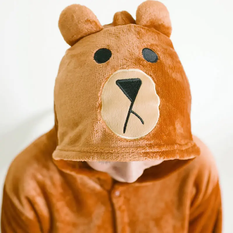 Пижамы с рисунком медведя Комбинезоны для взрослых цельный комбинезон пижамы