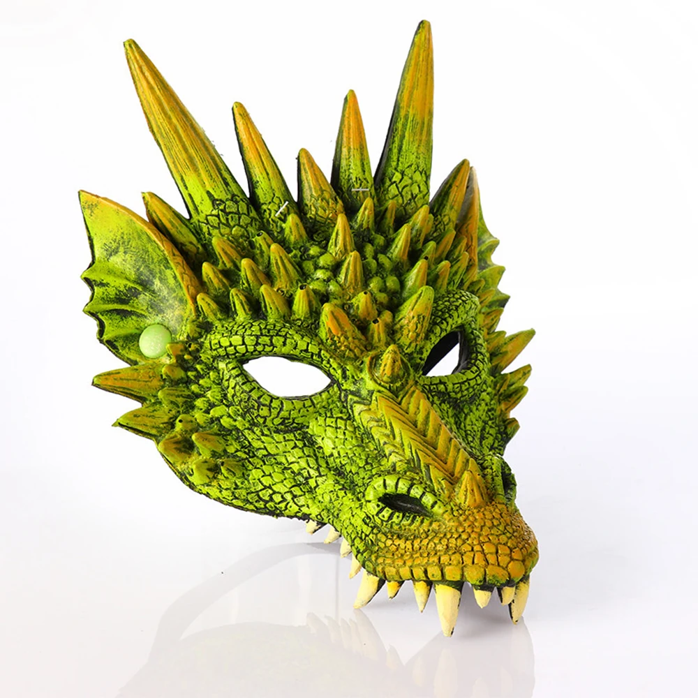Зеленый Mardi Gras 3D ПУ вспененный животное китайский дракон Рождественский костюм косплей маска для мужчин женщин карнавала Марди Гра Вечерние - Цвет: Зеленый