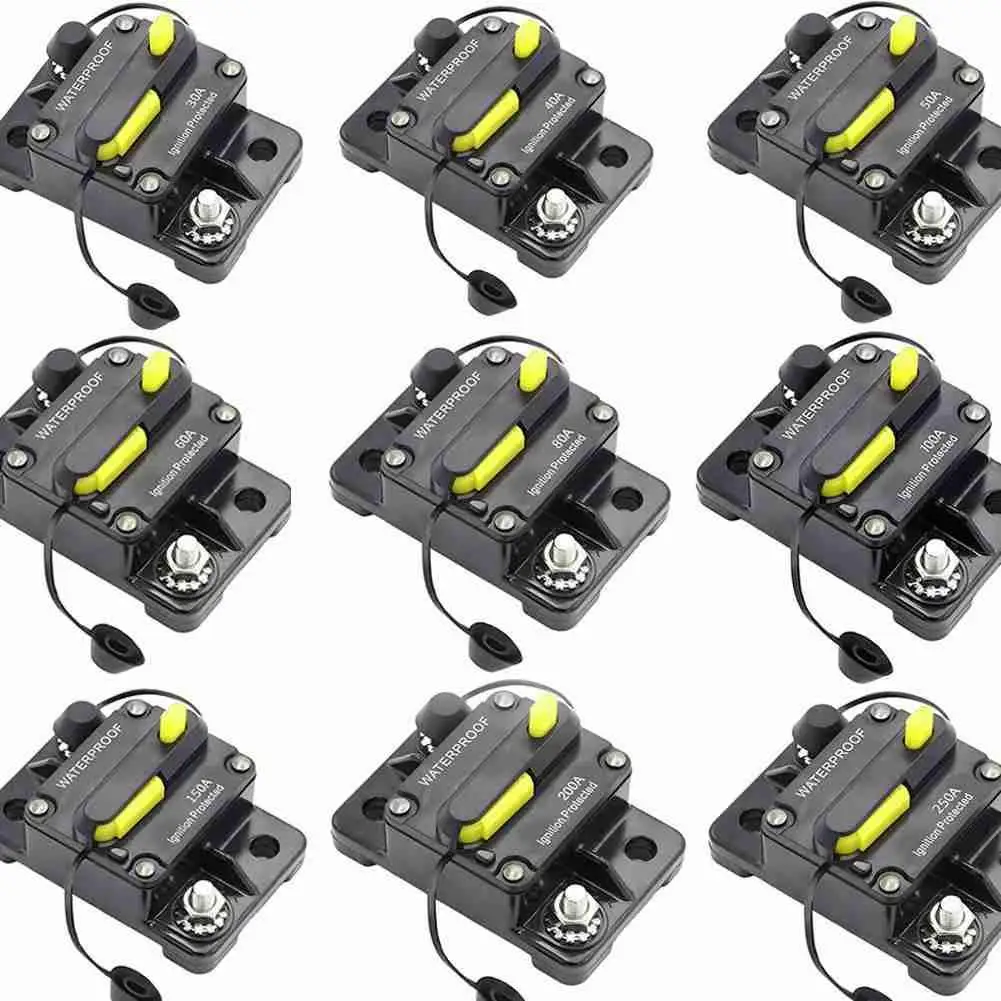 

Автоматический выключатель 30A-300A с двойной батареей, ручной сброс, водонепроницаемый Предохранитель 12-72 В для лодки, морского автофургона, я...