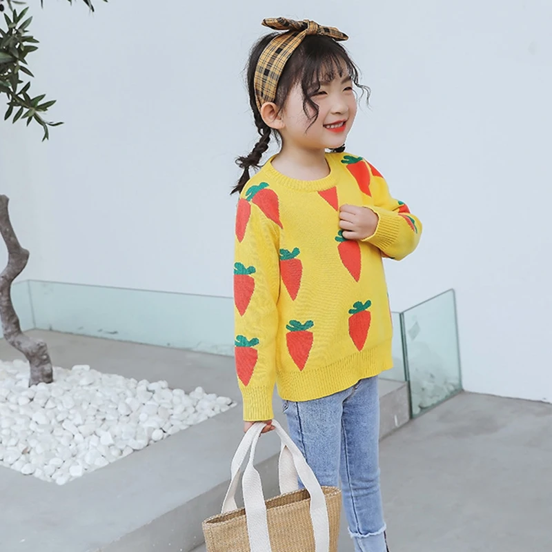 Свитер для маленьких девочек новинка на осень и весну детская трикотажная одежда
