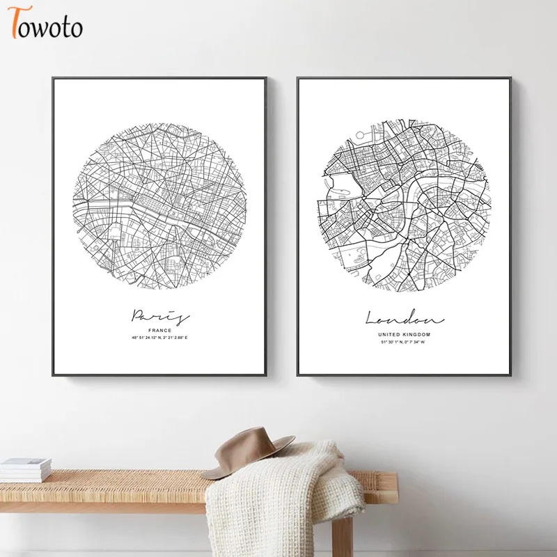 Картина на холсте с изображением Лондона Нью-Йорка черно-белый плакат 50x70