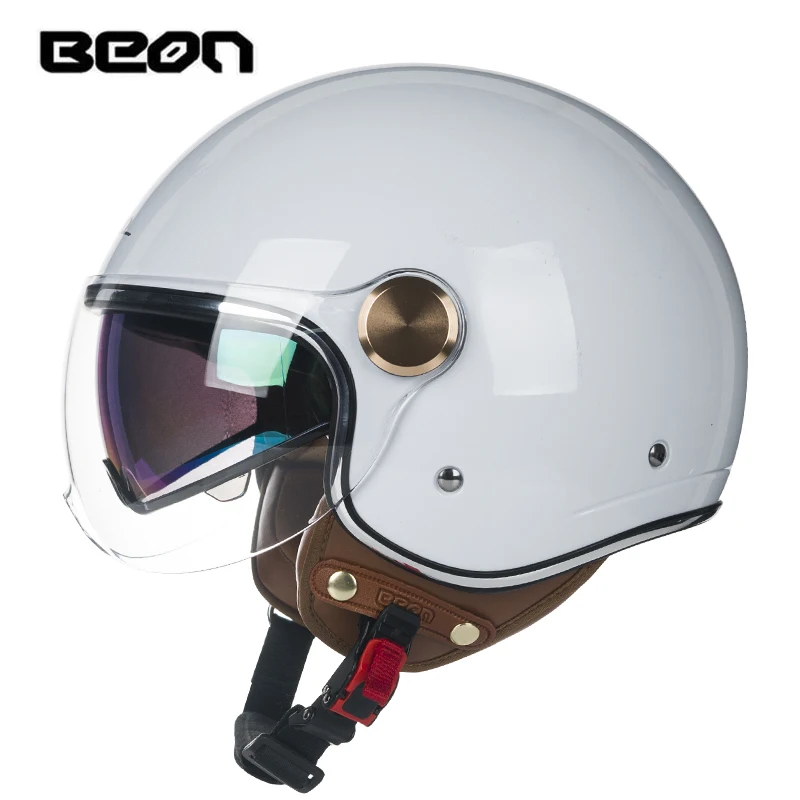 Фото BEON B120 женские крутые винтажные мотоциклетные Шлемы ABS с открытым лицом 3/4 мотоцикл уличный велосипед Casco Чоппер крейфер полулицевой пилотны... №4