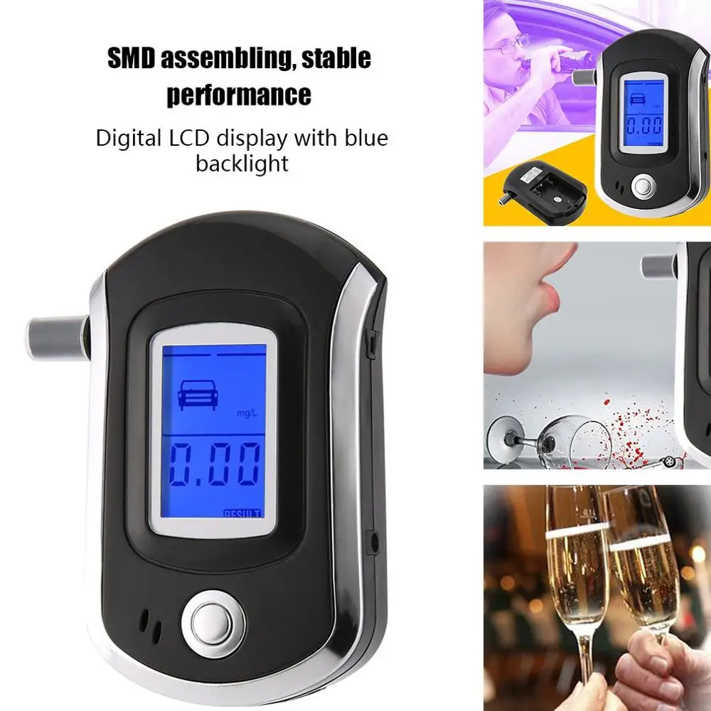 

Newest Digital Breath Alcohol Tester LCD Analyzer With 5 Mouthpiece High Sensitivity Professional Quick Response