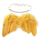 Повязка на голову с крыльями ангела и перьями для фотосессии 0-6 месяцев