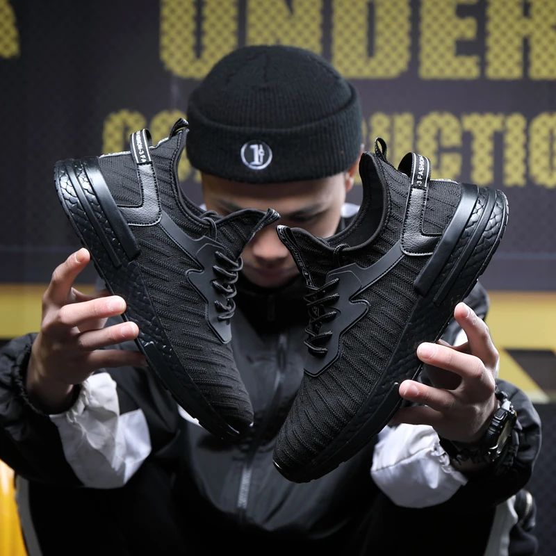 Мужские кроссовки CNEC из натуральной кожи черные белые дышащие легкие на