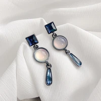 s925 silver luxury charm blue crystal women personality temperament fashion fine simple earrings girl pendant accessories gift