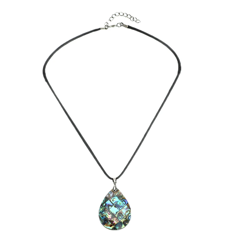 Натуральная устричная Paua Абалон оболочки слеза капля воды кулон ожерелье