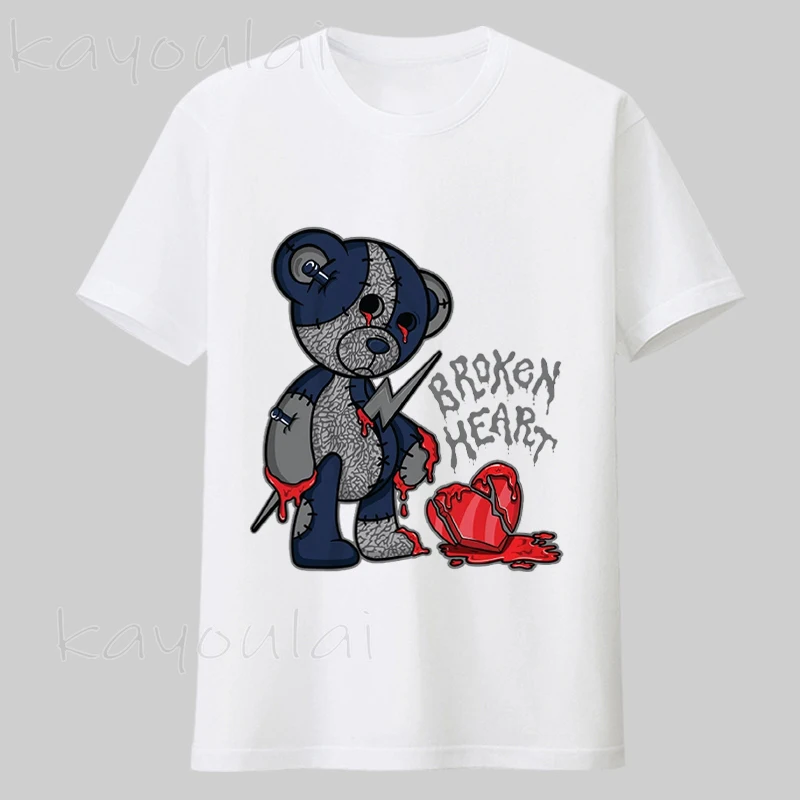 

Hot Sale Casual Mens Clothing Teddy Bear Unisex T Shirt Vintage Oversized T Shirt Men 100% Cotton Broken Heart Logo Graphic