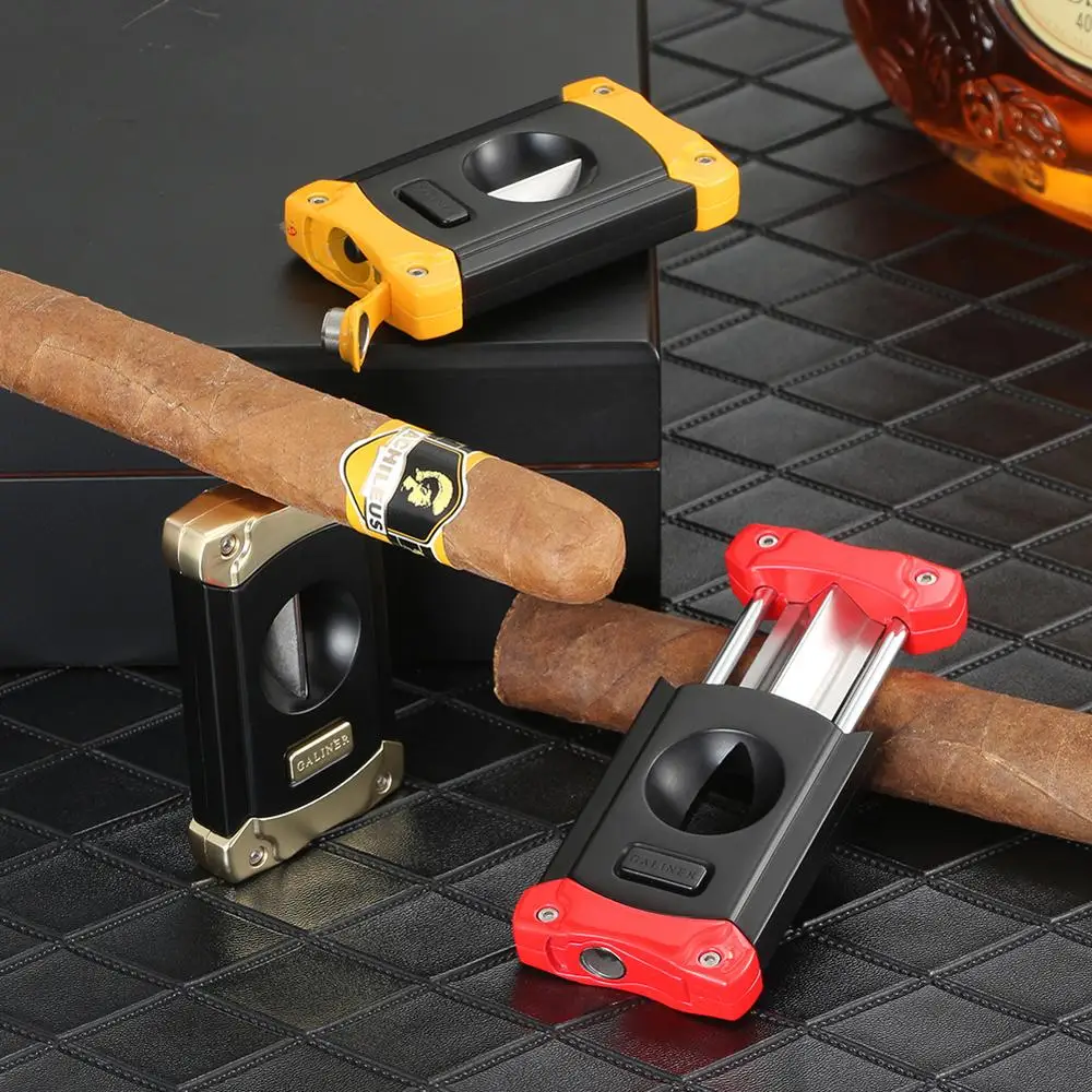 

GALINER Cigar V Cutter Carbon Fiber Sharp Cigars Cutter Guillotine Double Blades Portable Smoking Accessories