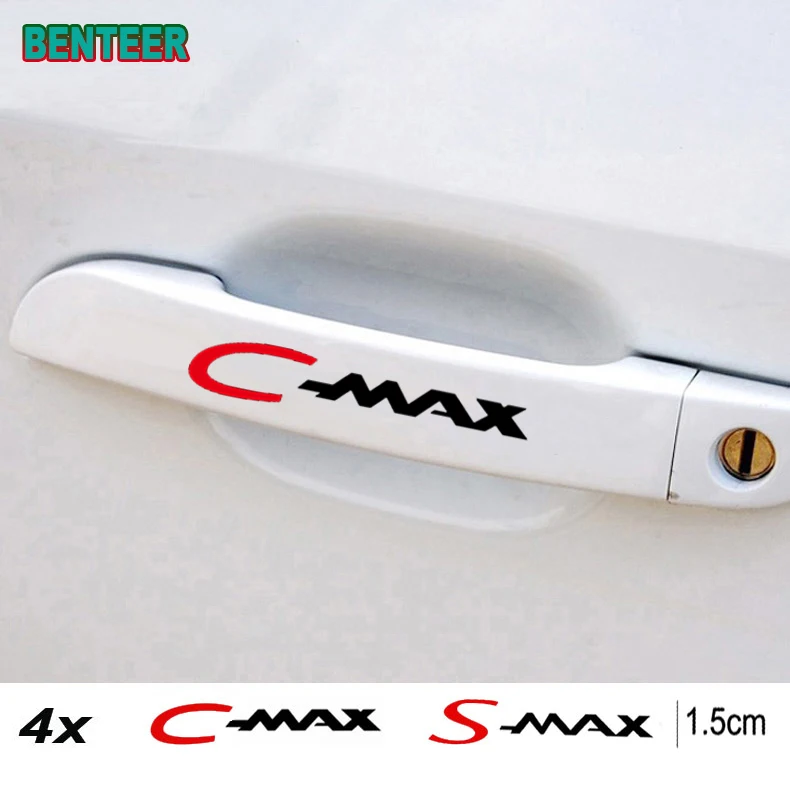 

4pcs Decal Sticker Car door handle sticker For Ford Cmax C-max Smax S-max Car Accessories