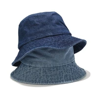 retro washed denim bucket hats for men women unisex summer hat travel folding female fisherman hat cotton casual
