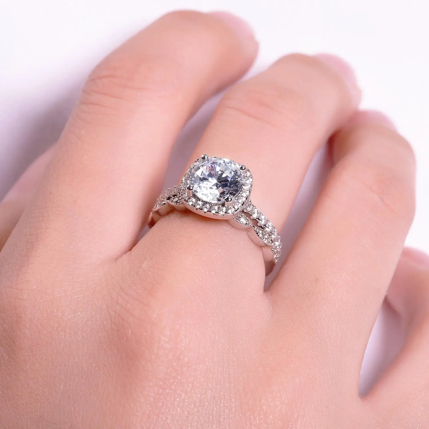 Женское кольцо из серебра 925 пробы с муассанитом 8 мм | Украшения и аксессуары