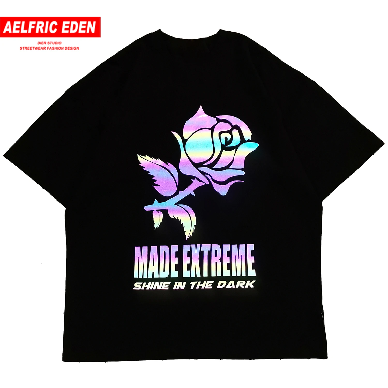 Светоотражающая розовая футболка для мужчин 2020 Harajuku Хип-хоп с коротким рукавом