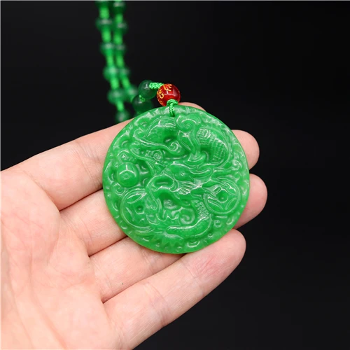 Натуральный Зеленый Изумрудный нефрит Феникс кулон бусы ожерелье Шарм жадеит