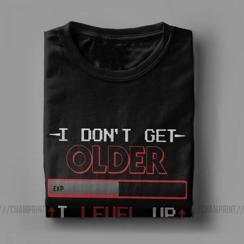 Футболка мужская с принтом I't Get Older I Level Up топ коротким рукавом круглым вырезом