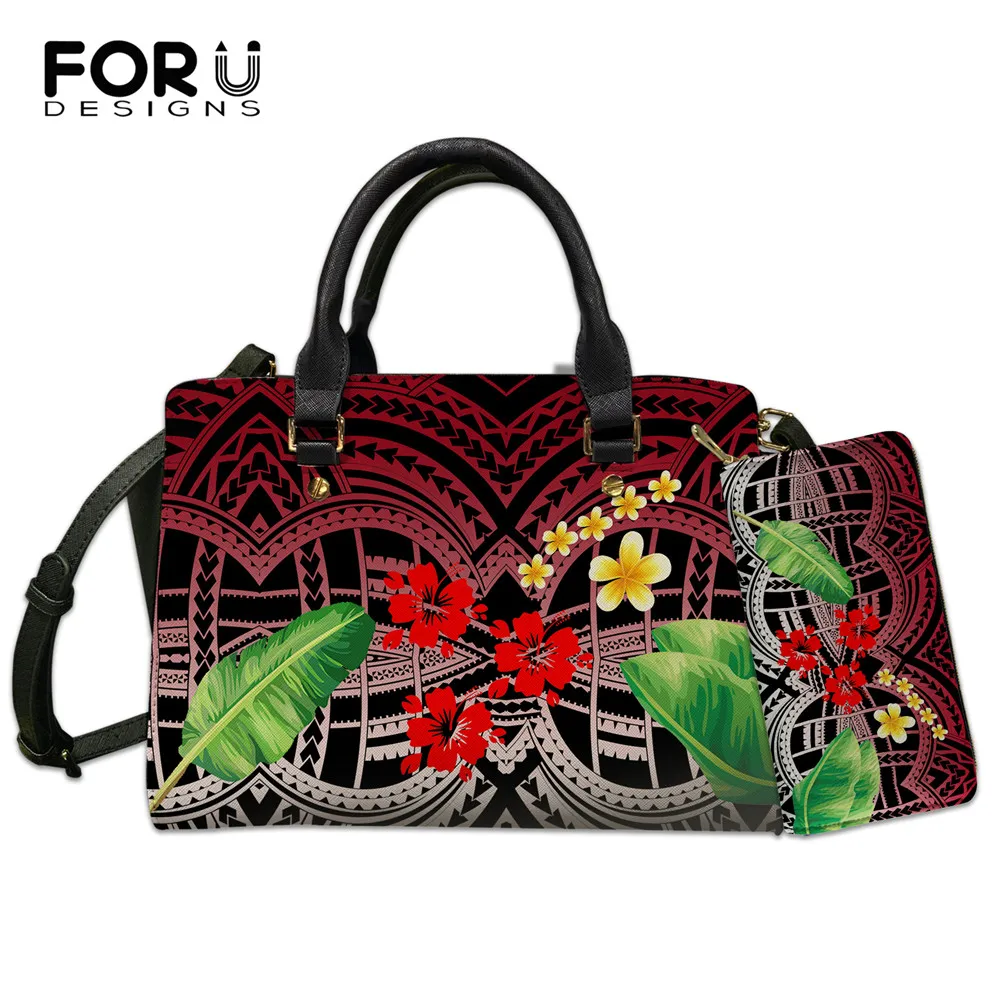

FORUDESIGNS 2021 Hot Sale Women Polynesian Shoulder Bag And Purse Hawaii Plumeria Printed Handbags Hibiscus Bags Bolsa Femininas