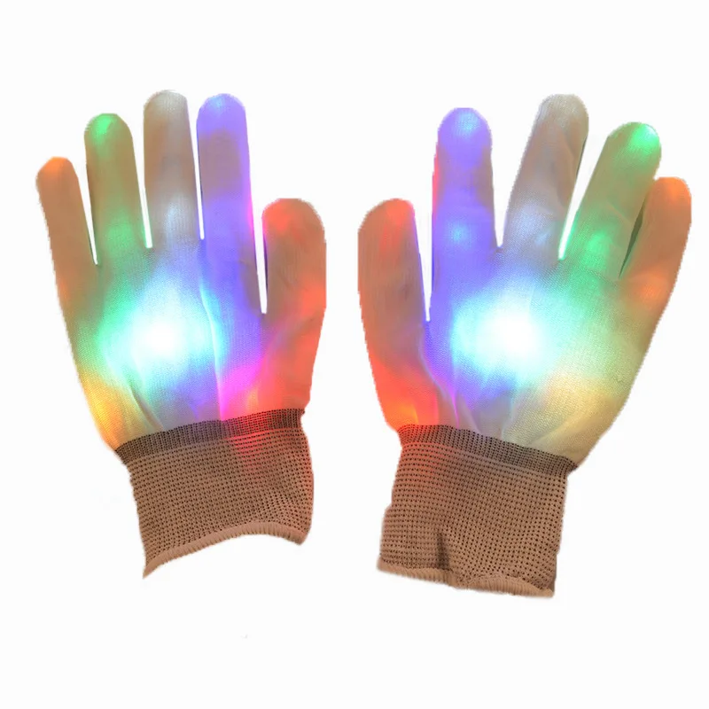 Белые светящиеся перчатки со светодиодной подсветкой на палец украшение