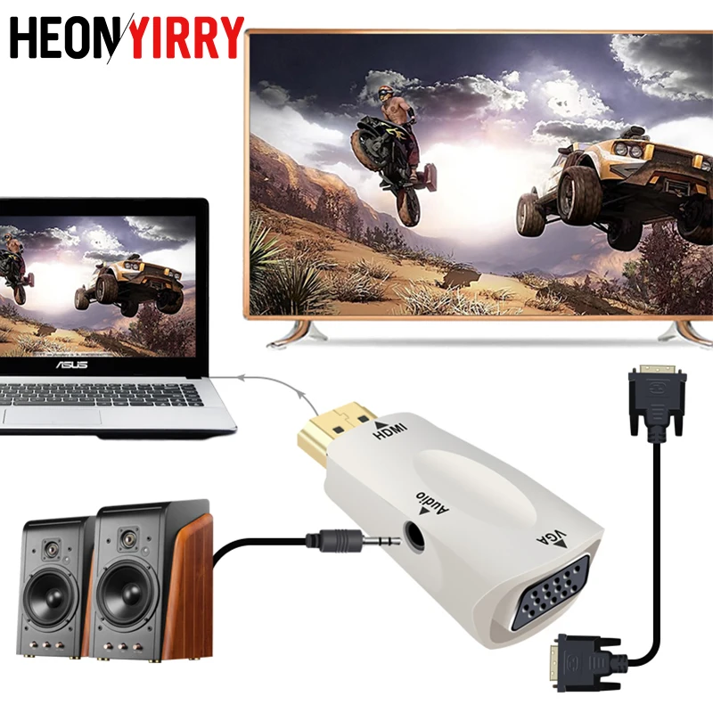 Для HDMI VGA адаптер конвертер кабель с аудио кабелем поддержка HD 1080P для ПК ноутбука