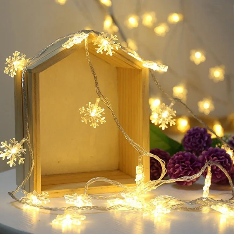 220В EU Plug 10 м 100LED снежные хлопья сказочные рождественские гирлянды светодиодные