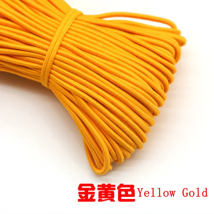 Yellow gold 10 м/лот, 24 цвета, высокое качество, 3 мм, цветная круглая эластичная повязка, резиновая эластичная веревка, ювелирные браслеты, веревка для улицы, веревка, E-2 - Цвет: Yellow gold
