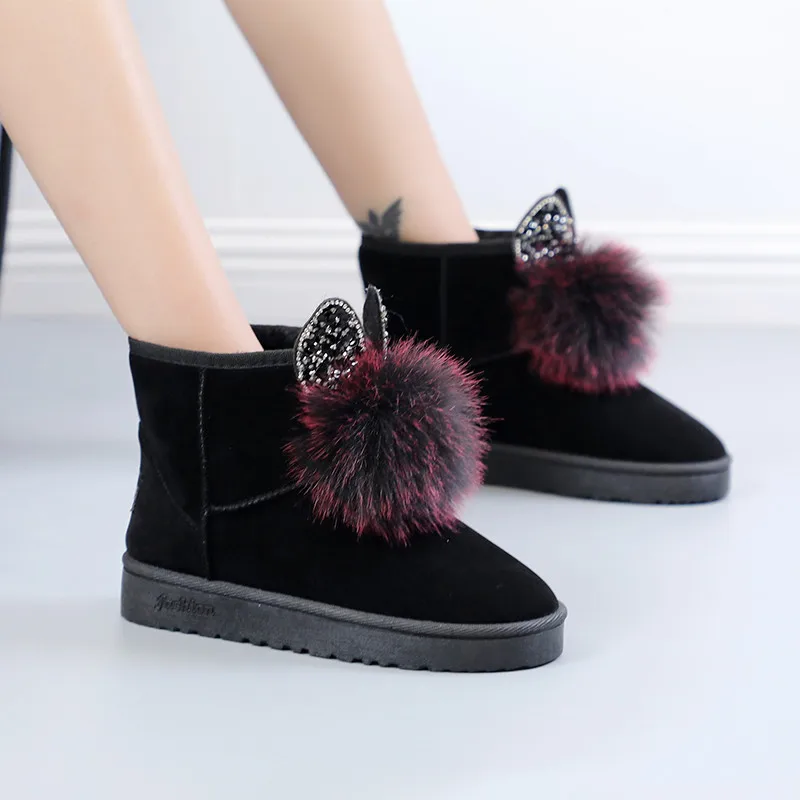 B3/размеры 36-40 женские зимние ботинки из флока с искусственным мехом ботильоны без