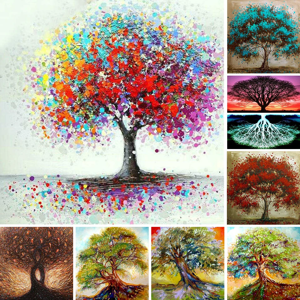 

Full Square Drill Diamond Embroidery Sale Tree Mosaic Art Picture 5D DIY Diamond Painting Landscape Kit Home Decoration Gift
