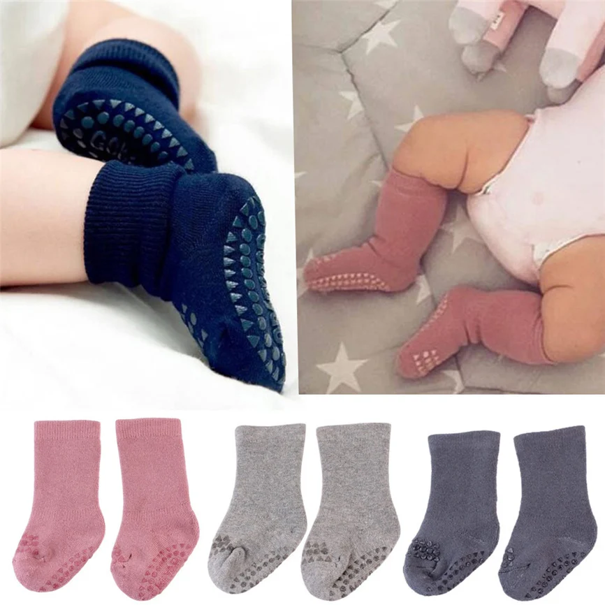 Детские носки милые Нескользящие хлопковые из силикагеля детские теплые для