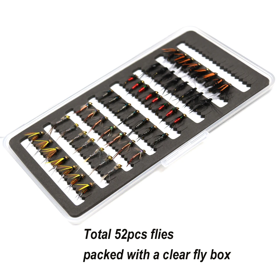 Набор комбинированных мушек John Fly 52 шт. ультратонкая карманная коробка для ловли