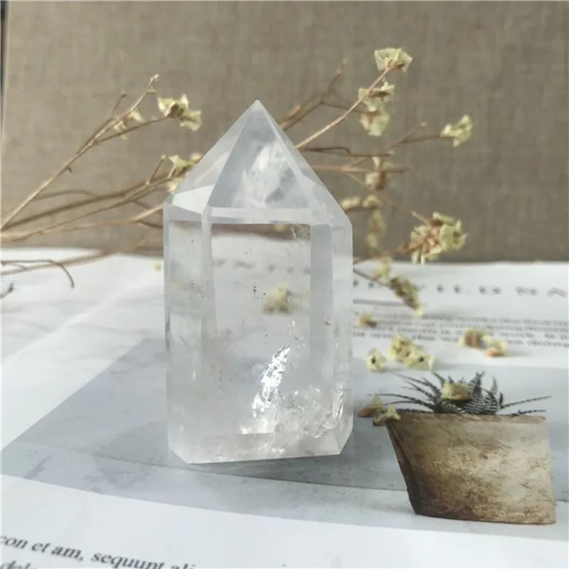 

White Crystals Wand Point Natural Stones Quartz Minerals Gemstones Healing Reiki Home Decorations