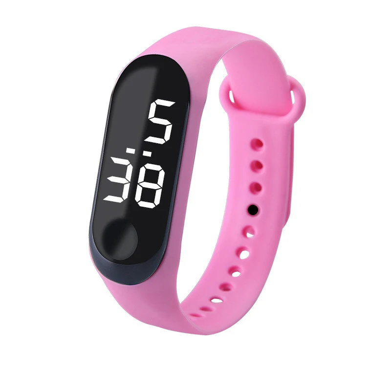 Pink Leecnuo 50 м водонепроницаемые цифровые часы светодиодный спортивные мужские часы женские фитнес наручные часы Сенсорный экран силиконовый ремешок часы для детей - Цвет: Pink