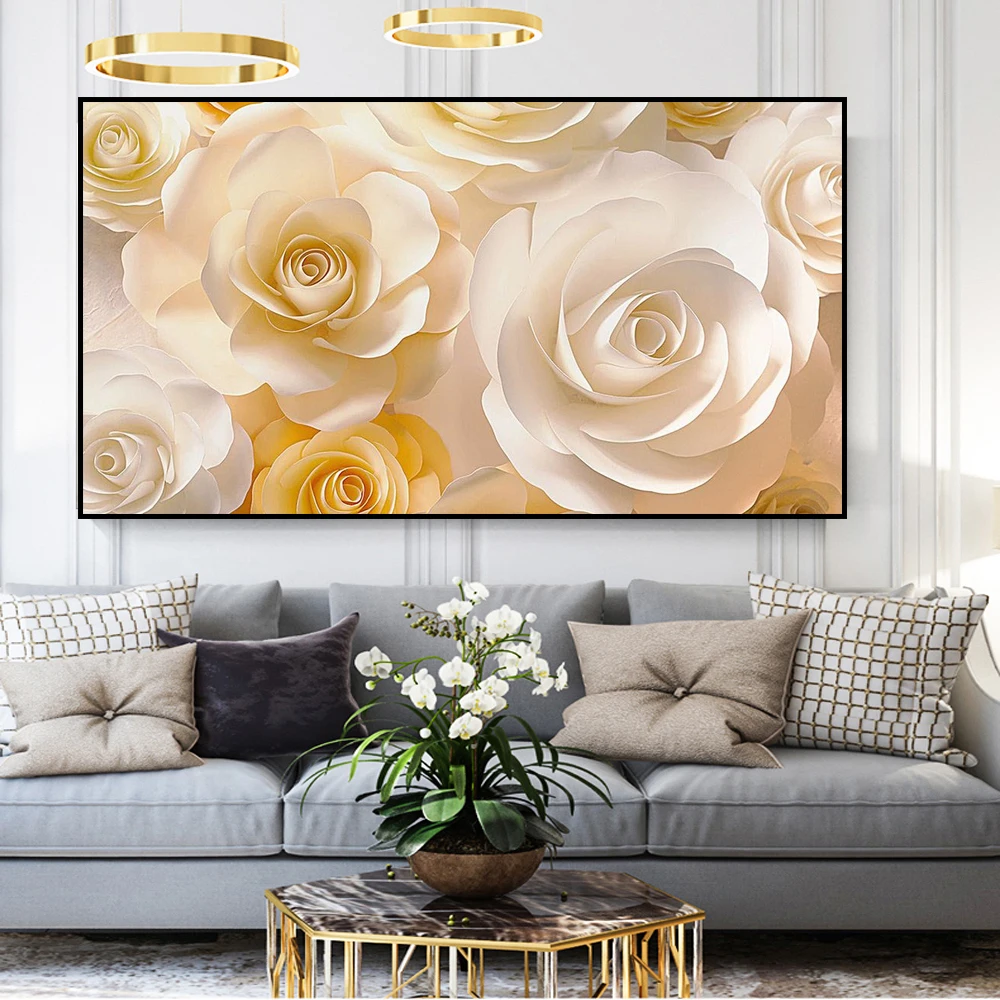 Настенная картина цветы розы в скандинавском стиле | Дом и сад