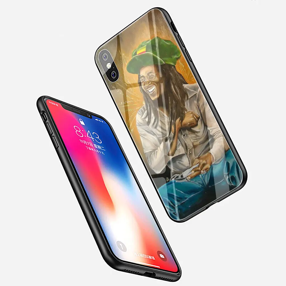 EWAU Боб Марли Раста Лев регги закаленное стекло чехол для телефона iPhone 11 Pro 6 6S Plus 7 8 Plus X XS XR XS Max