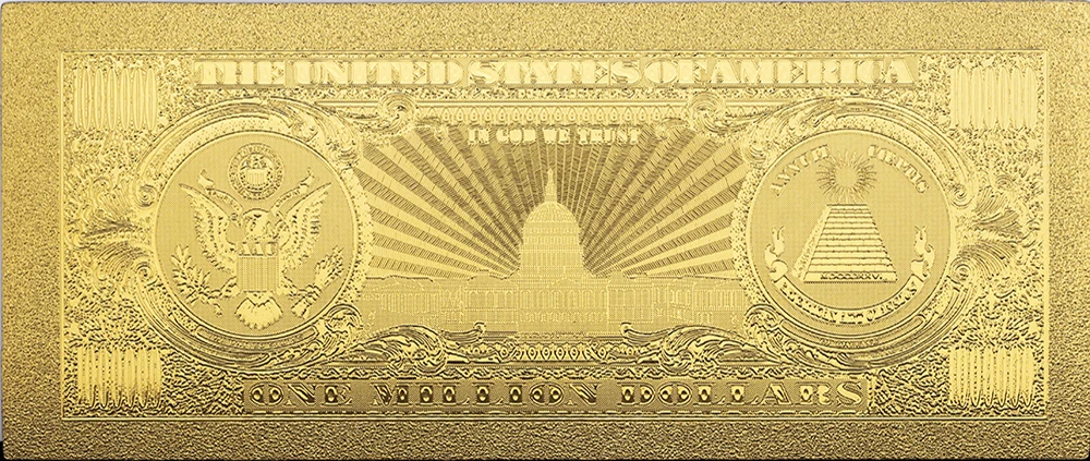 Памятная монета в подарок 1 миллион долларов США старая банкнота 24k позолоченная