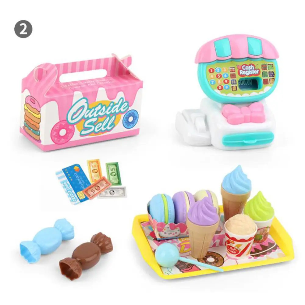 22 PCS Set Children Mini Supermarket Cash Register Toy Dessert Fruit Shopping Cart |