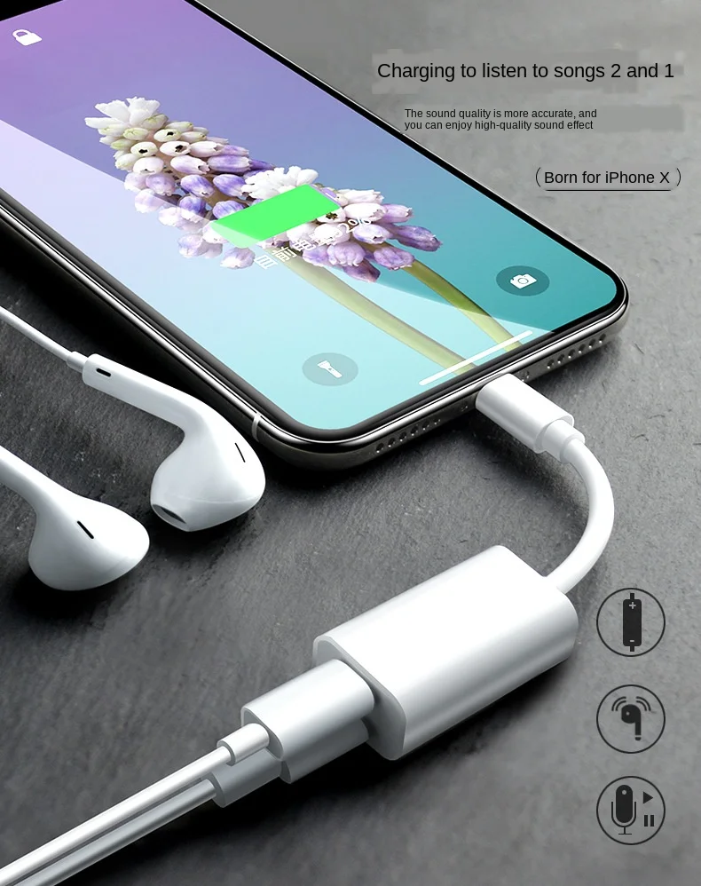 2 1 В мобильный телефон кабель переходник аудио переводная головка для IPhone