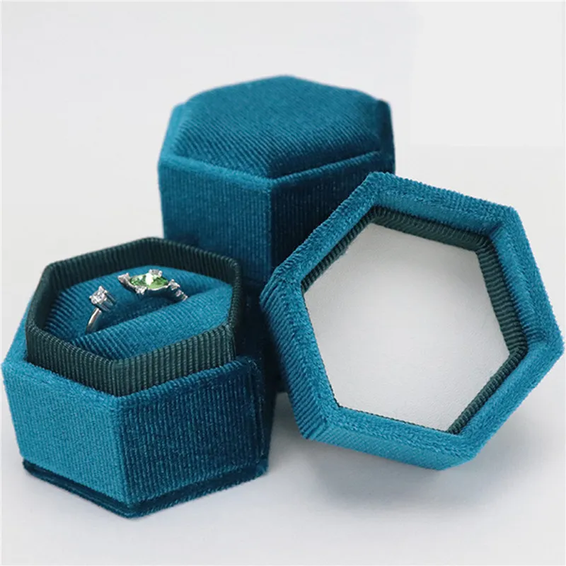

Vintage Velvet Ring Box Double Slots Wedding Supplies Ring Storage Box High Quality Exquisite Luxurious Ring Boxes