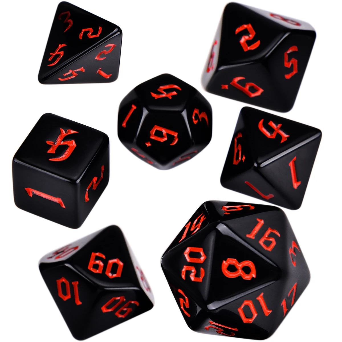 

Opaque Colors Polyhedral 7-Piece RPG Dice Set D4 D6 D8 D10 D% D12 D20 for Tabletop Role Playing Games DND