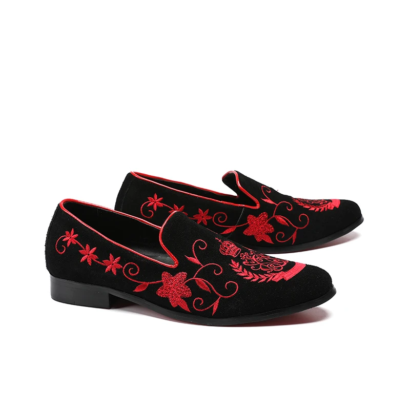Черные слипоны с цветочным принтом обувь для вождения модные замшевые модельные