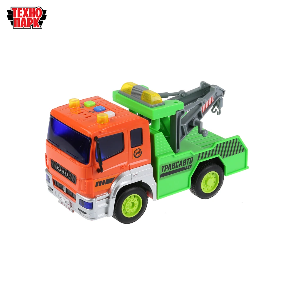 Машина ТЕХНОПАРК КАМАЗ эвакуатор 17см пластиковый со светом и звуком инерционный