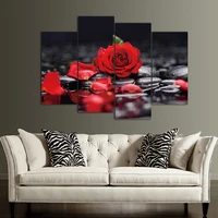 4pcs hd printing red rose white lotus art painting poster modern living room bedroom home decoration accessories without frame