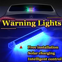 car warning strobe lights solar powered lampauto outdoor rear windshield wireless decoration 16led energy accessorie 1pc 7colors