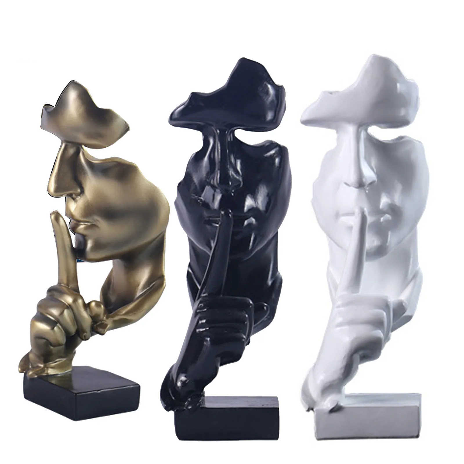 

Статуя «сделай сам» для библиотеки, бесшумная скульптура с абстрактным изображением лица, столешница для офиса, «Будь тихим», декоративная ...