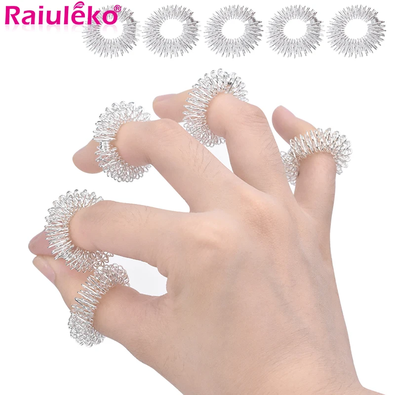 Ручной акупрессурный массажер для пальцев EMS кольцо из нержавеющей стали