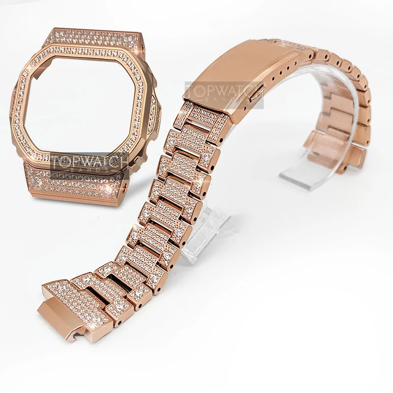 

Fashion Silver Rose Gold Diamond Dw5600 Stainless Steel Metal Case 5610 Bezel 5600 Watch Band Strap Gw-m5610 Dw-5600 Watchband