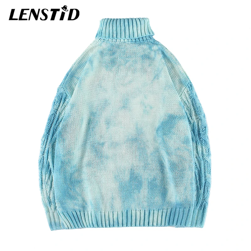 Осень 2019 водолазка LENSTID в стиле Харадзюку вязаный зимний свитер Мужская Уличная
