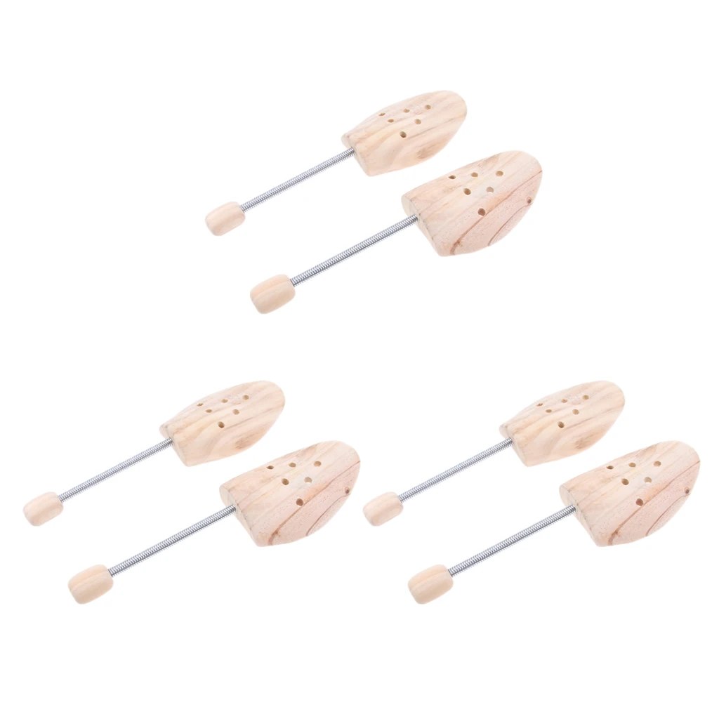 

3 Pair Coil Spring Shoe Shapers Stretcher Cedar Wood Shoe Tree Unisex Medium