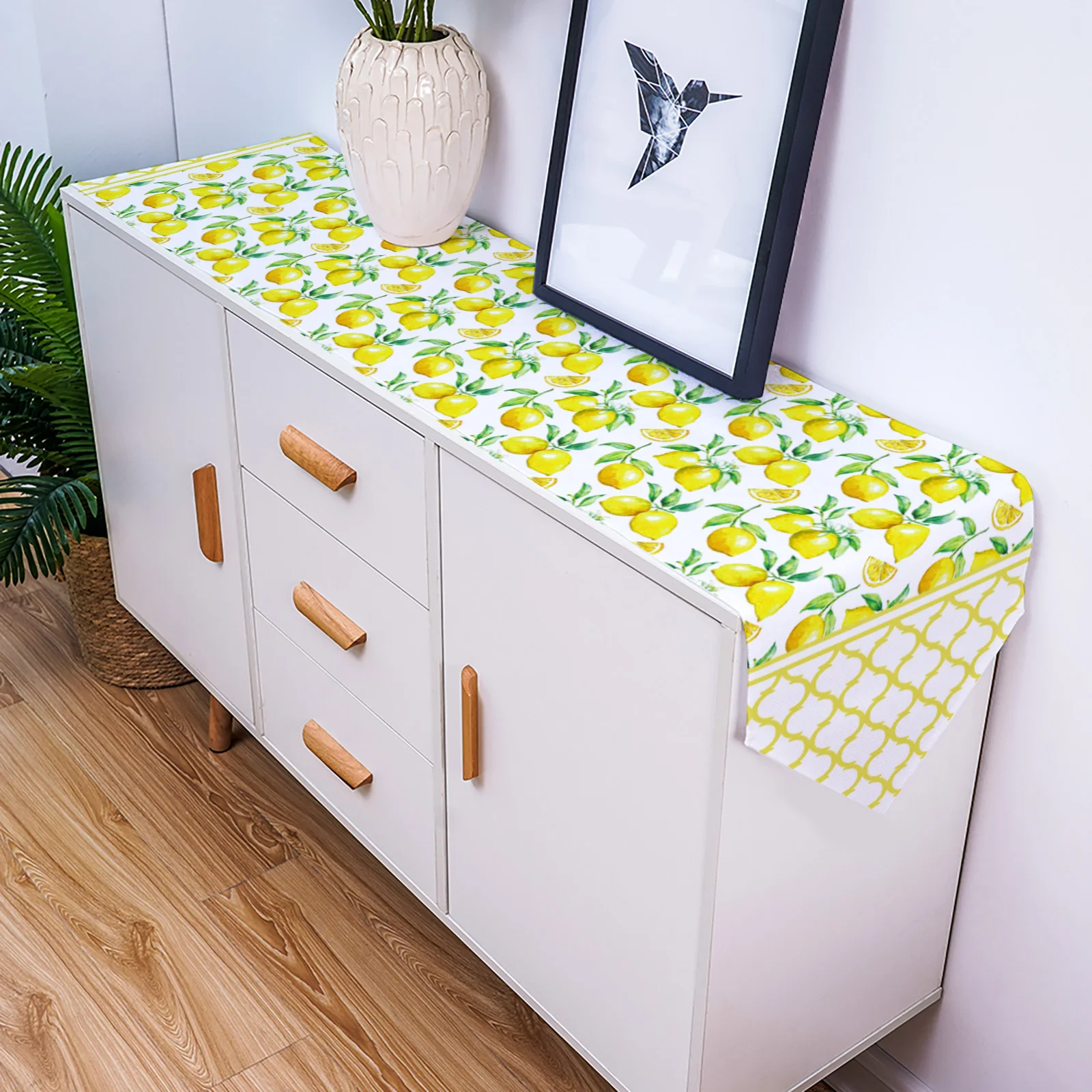 

Summer Fresh Lemon Yellow Moroccan Table Runner Kitchen Dinning Table Decor Tablecloth And Placemat Wedding Table Decor