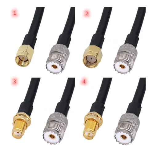 

RG58 Cable UHF PL-259 SO-239 Female To SMA /RPSMA Female &Male RG58 Cable Straight Extension Coax Jumper