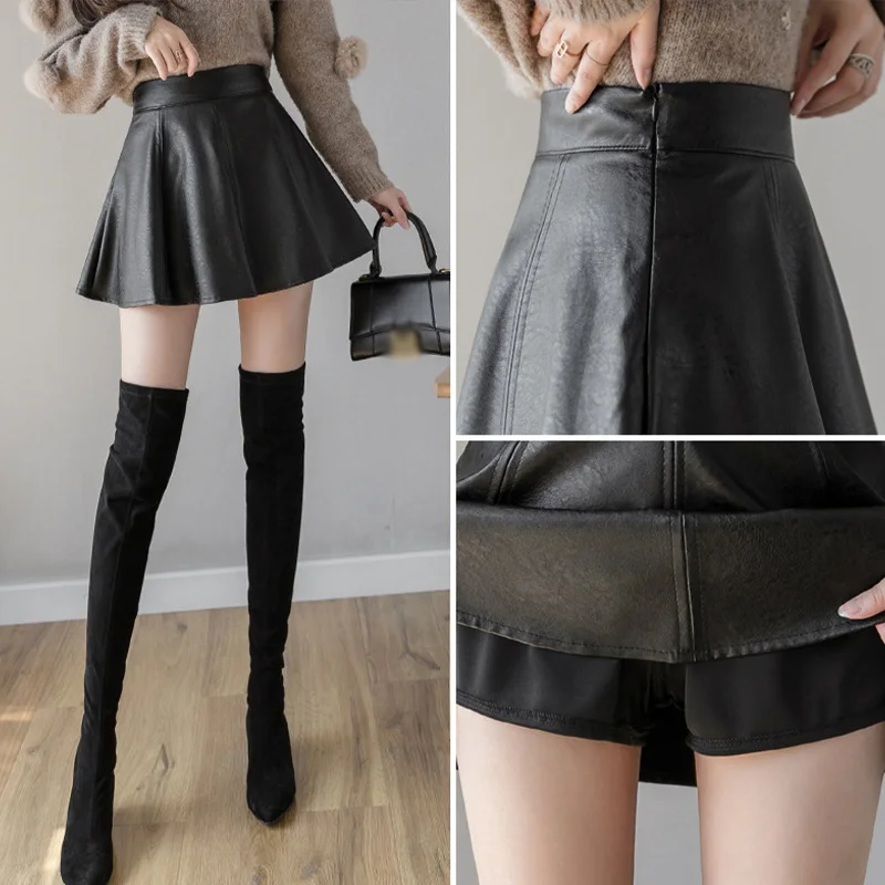 Женские черные мини-юбки из искусственной кожи с подкладкой Женская
