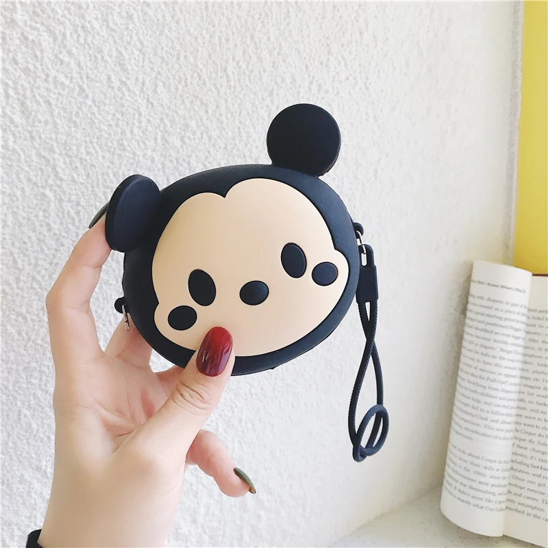 3D Cartoon Soft Silicone Earphone Bag For Girls Kids Gift Women Mini anime Coin Purse Cards Holder Zipper Small Wallets | Электроника